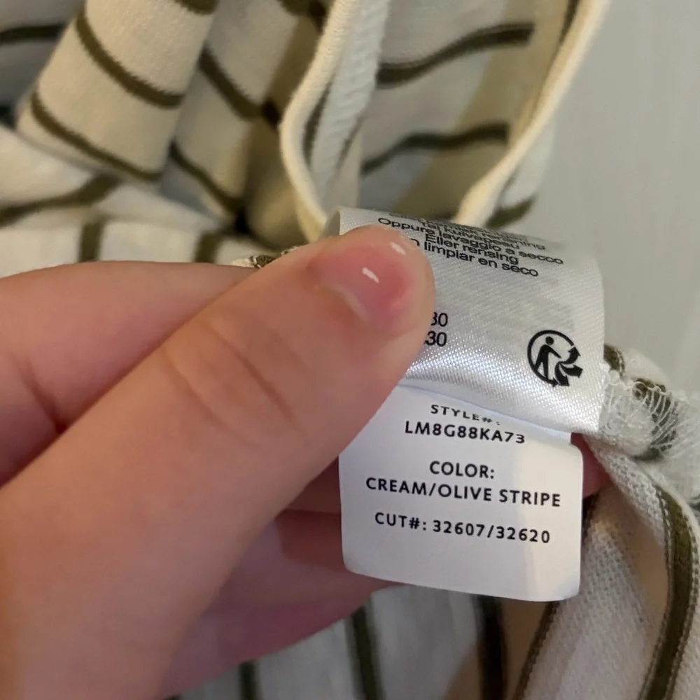 Liverpool Los Angeles Striped Twist Front Tank Top XL Olive Cream 100% Cotton - Picture 10 of 10